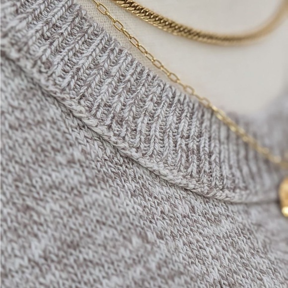 Madewell 100% Cotton Tie-Front Short Sleeve Knit Top Tee - Marbled Beige Size M - Picture 3 of 6